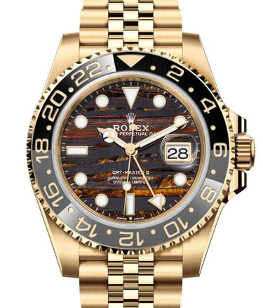 Rolex GMT - Master II New 2025 Release GMT - Master II 126718GRNR Yellow Gold Tiger Iron Dial Jubilee - WatchesOff5th